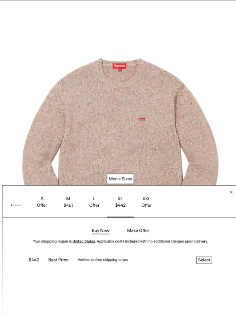 Supreme Small Box Speckle Sweater âHeather Multicolorâ Size Xl